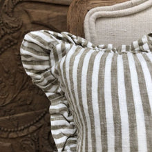 Load image into Gallery viewer, Olivia - Olive Green Frilled Linen Cushion