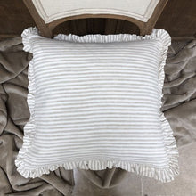 Load image into Gallery viewer, Olivia Natural Beige Ticking Linen Cushion

