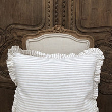 Load image into Gallery viewer, Olivia Natural Beige Ticking Linen Cushion
