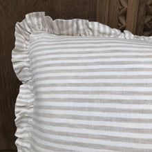 Load image into Gallery viewer, Olivia Natural Beige Ticking Linen Cushion
