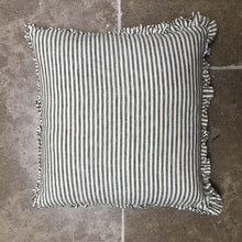 Load image into Gallery viewer, Olivia - Olive Green Frilled Linen Cushion
