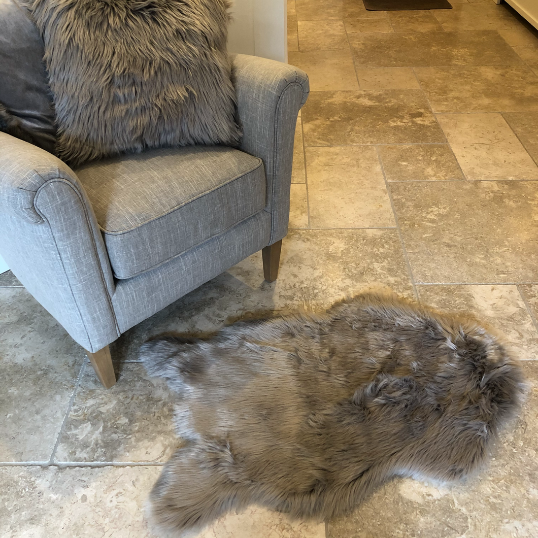 Pale Taupe Faux Sheepskin Rug