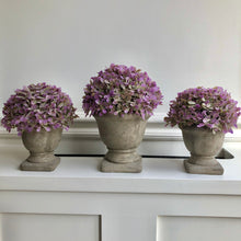 Load image into Gallery viewer, Pretty Pale Purple Hydrangea in Vintage Style Urn
