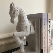 Load image into Gallery viewer, Gorgeous White Wash Wooden Horse Bookends
