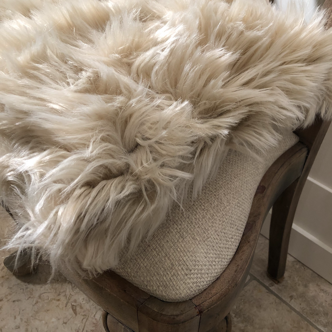 Natural/Champagne Faux Sheepskin Cushion